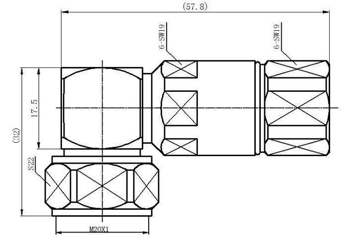 Разъем 4.3-10-male угловой для кабеля 1/2" 0